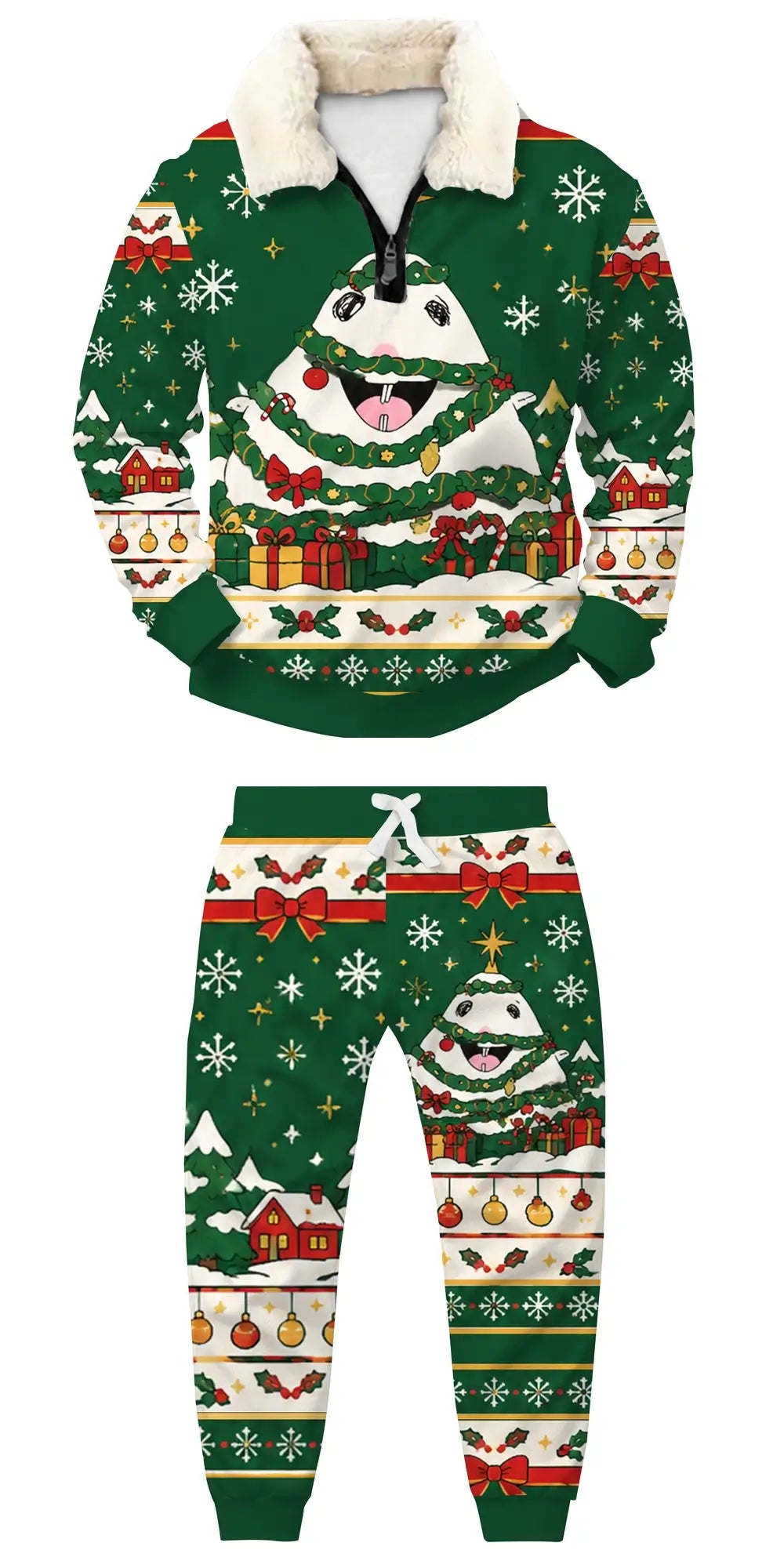 Amusing Ugly Quarter Zip Sweatshirt & Sweatpant Set - THREADPARTY