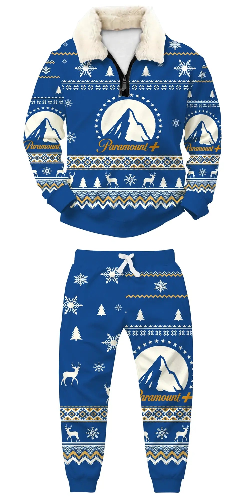 Arctic Mountain Adventure Ugly Quarter Zip Sweatshirt & Sweatpant Set - THREADPARTY