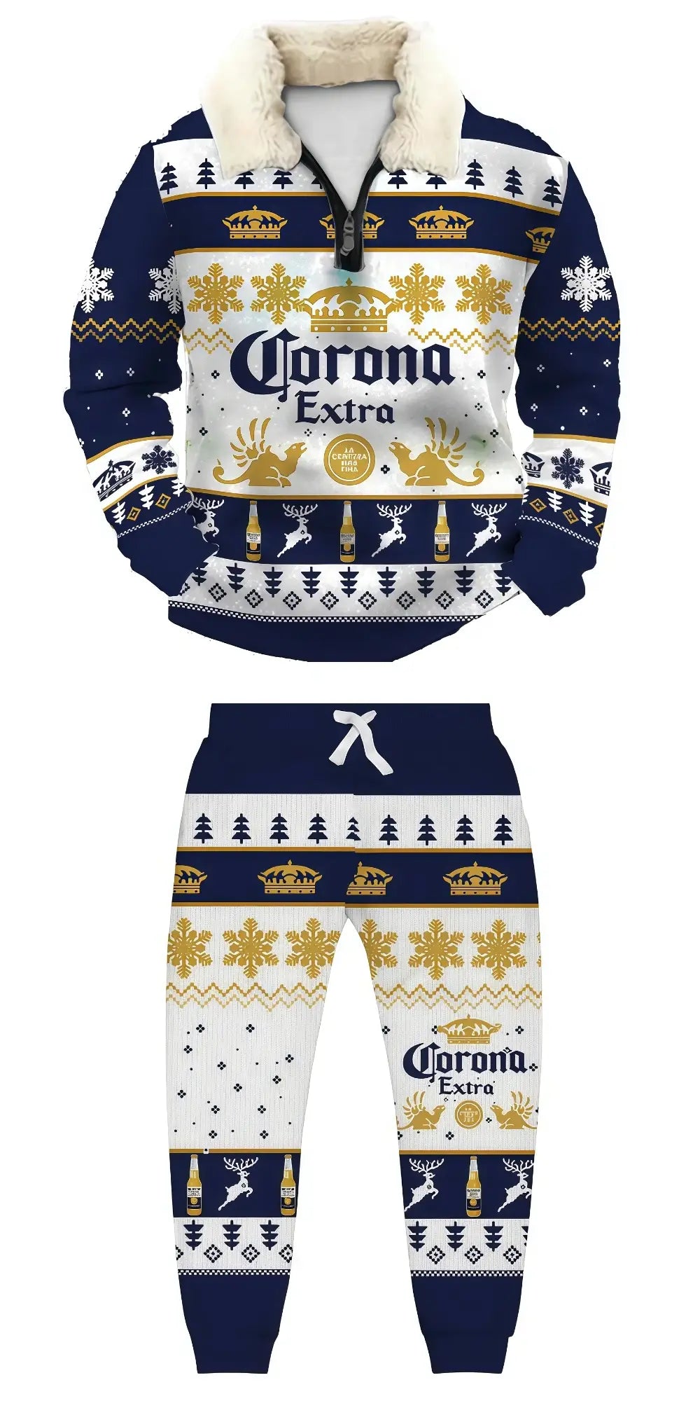 Beer Ugly Quarter Zip Sweatshirt & Sweatpant Set - THREADPARTY