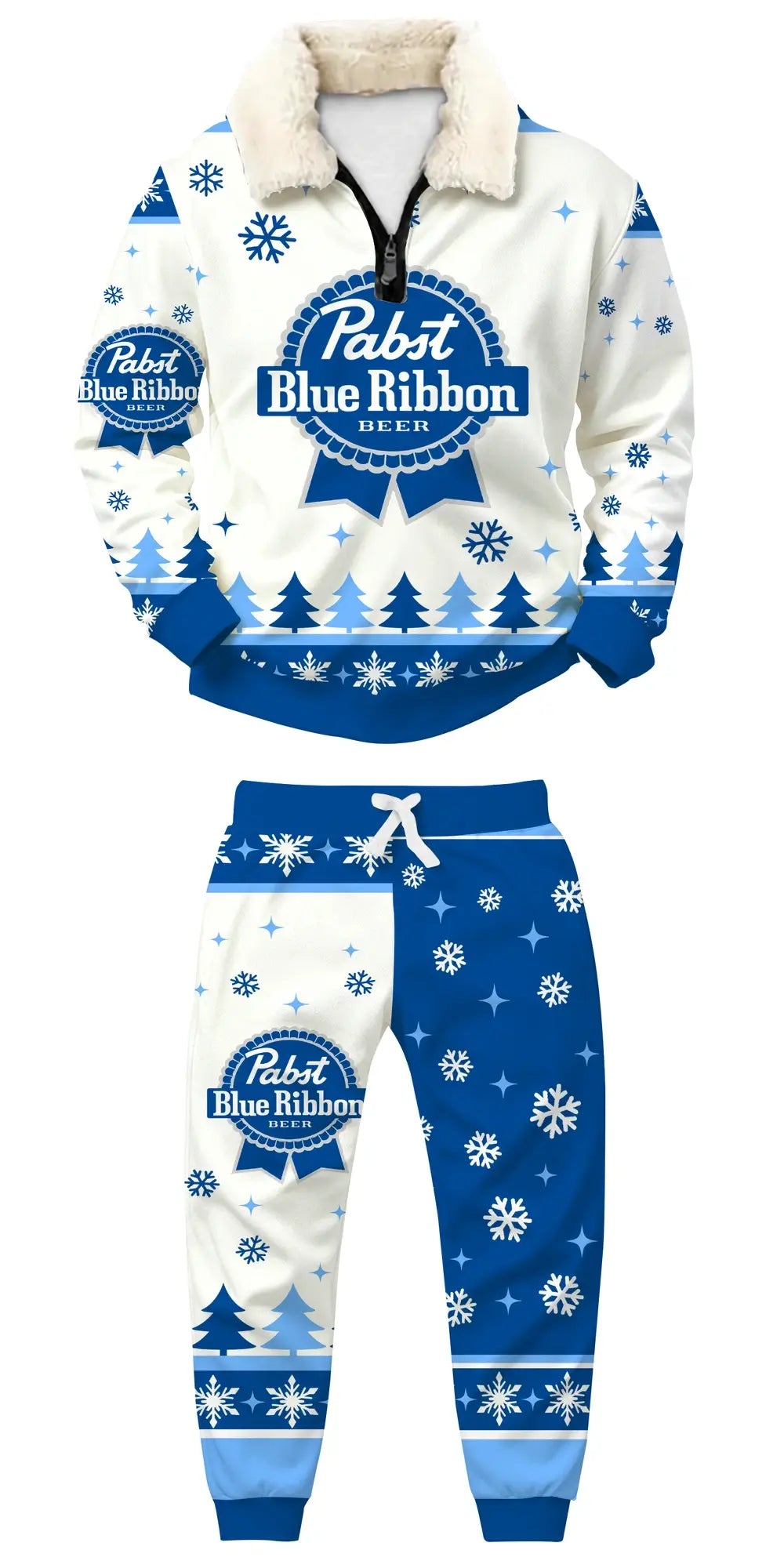 Blue Brew 02 Ugly Quarter Zip Sweatshirt & Sweatpant Set - THREADPARTY