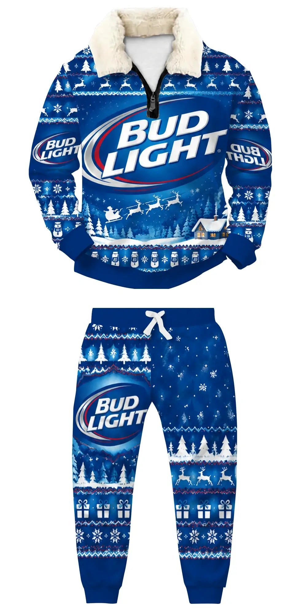 Blue Brew Ugly Quarter Zip Sweatshirt & Sweatpant Set - THREADPARTY