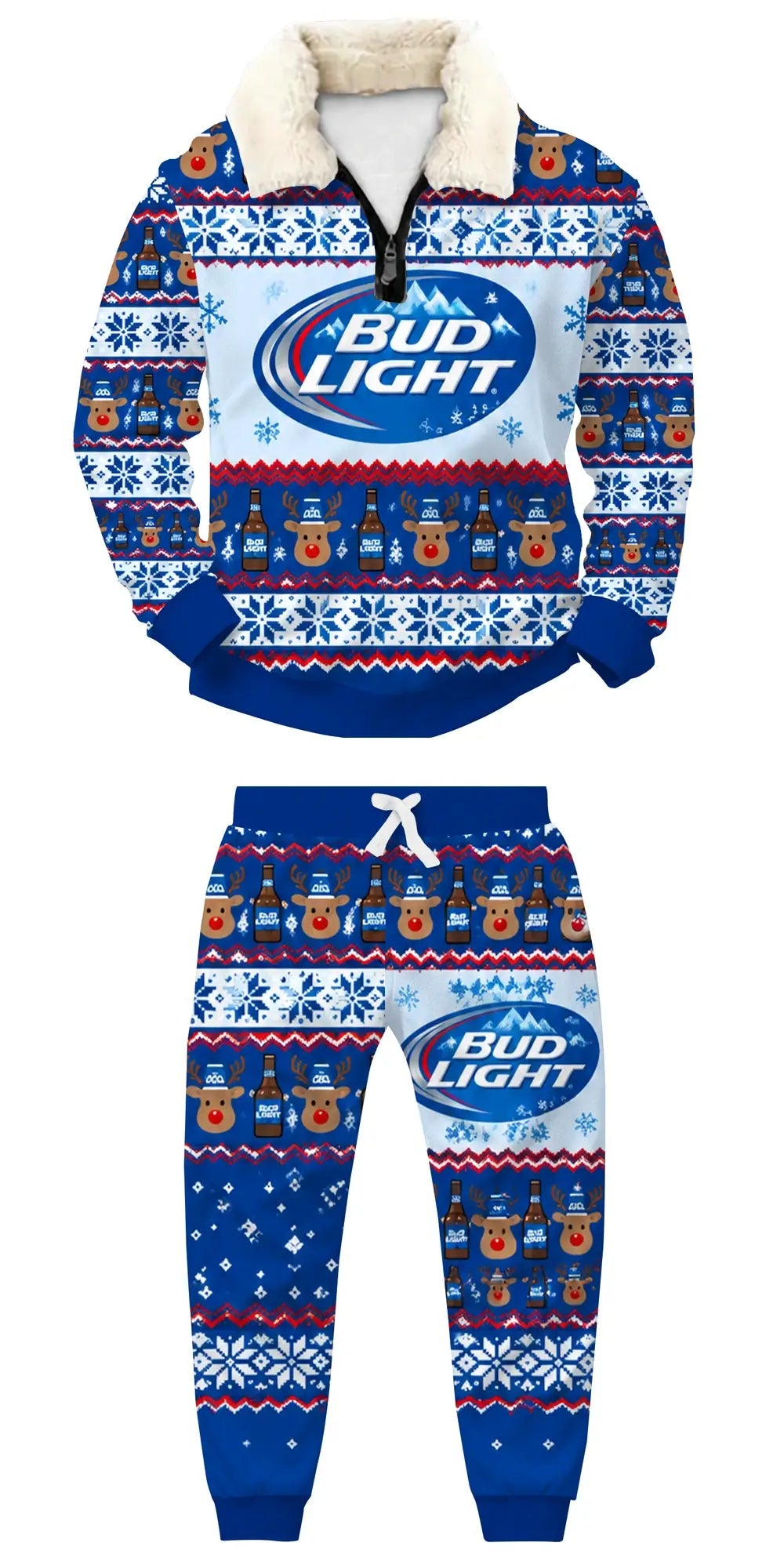 Blue Cheers Ugly Quarter Zip Sweatshirt & Sweatpant Set - THREADPARTY