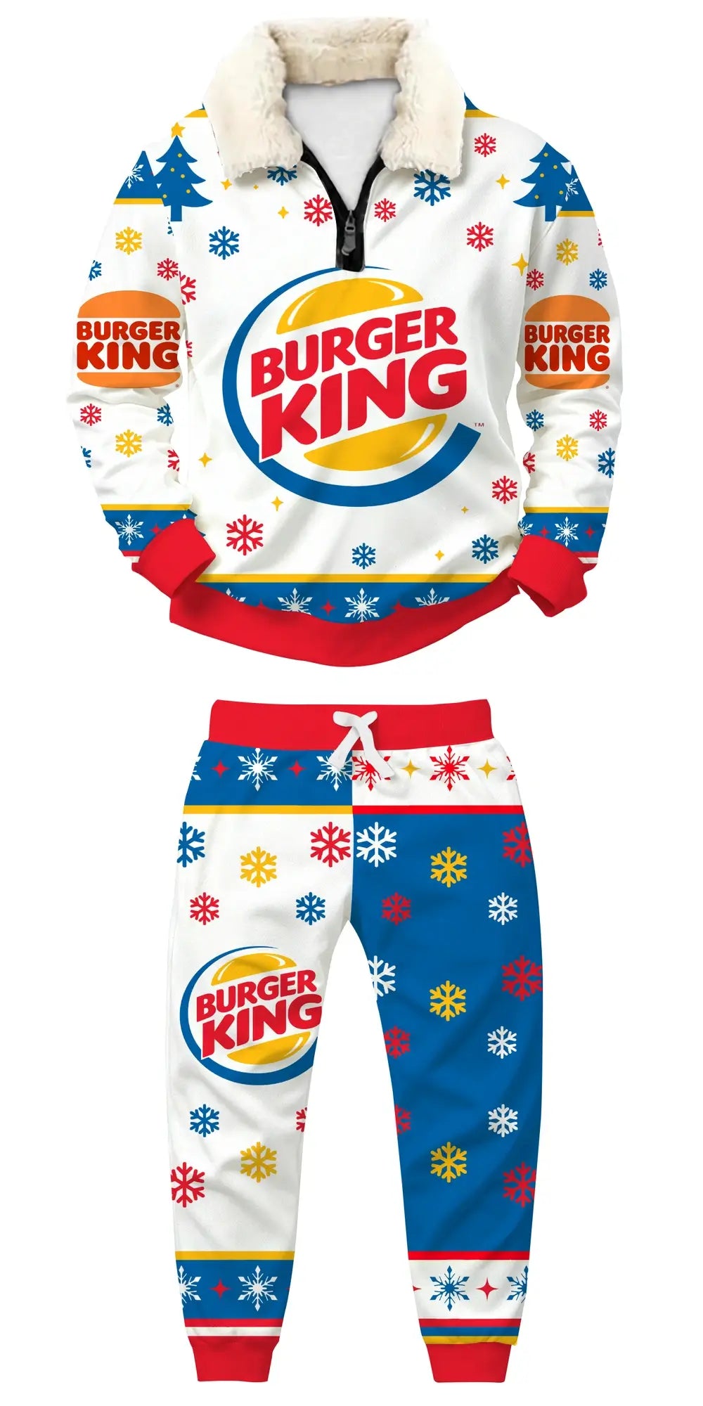 Burger Blizzard Ugly Quarter Zip Sweatshirt & Sweatpant Set - THREADPARTY