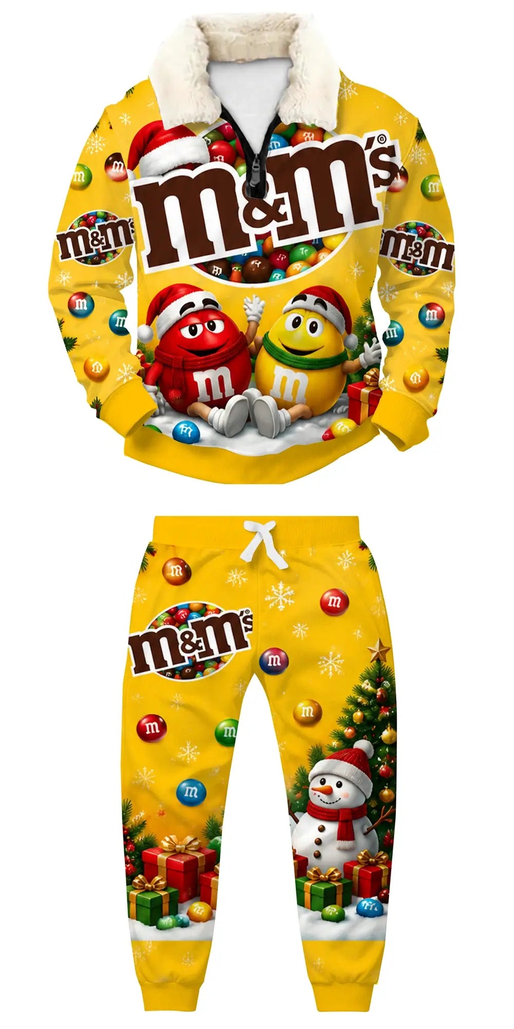 Candy Christmas Ugly Quarter Zip Sweatshirt & Sweatpant Set - THREADPARTY