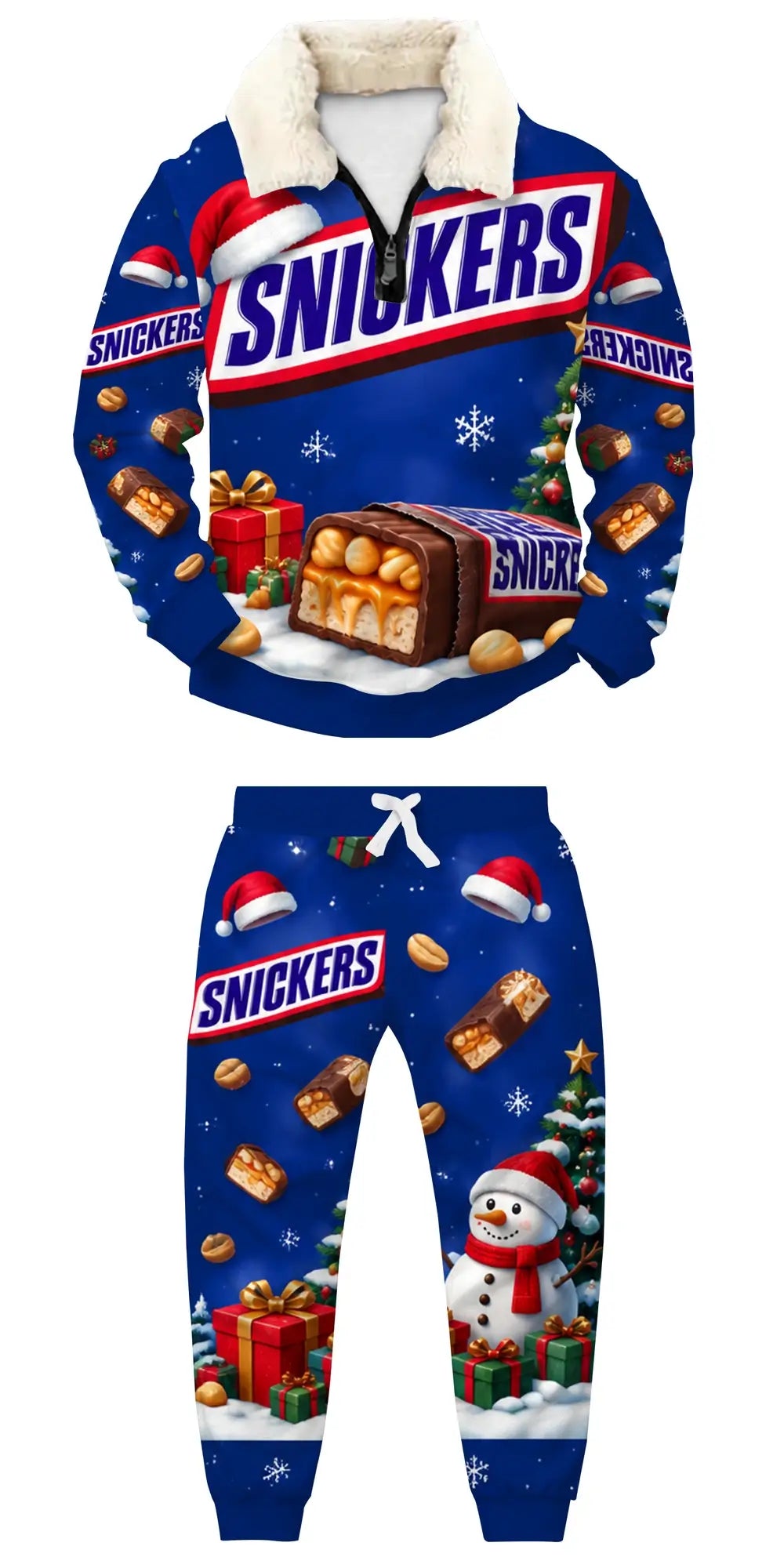 Candy Holiday Ugly Quarter Zip Sweatshirt & Sweatpant Set - THREADPARTY