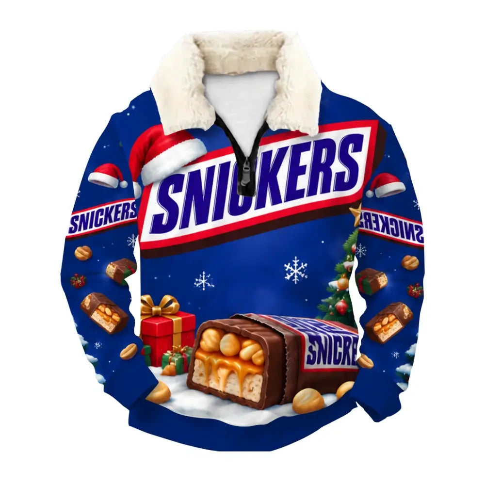 Candy Holiday Ugly Quarter Zip Sweatshirt & Sweatpant Set - THREADPARTY