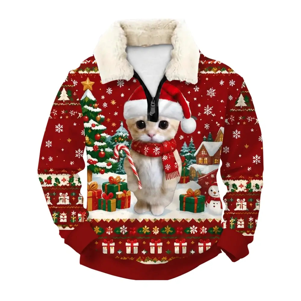 Cat Ugly Quarter Zip Sweatshirt & Sweatpant Set - THREADPARTY