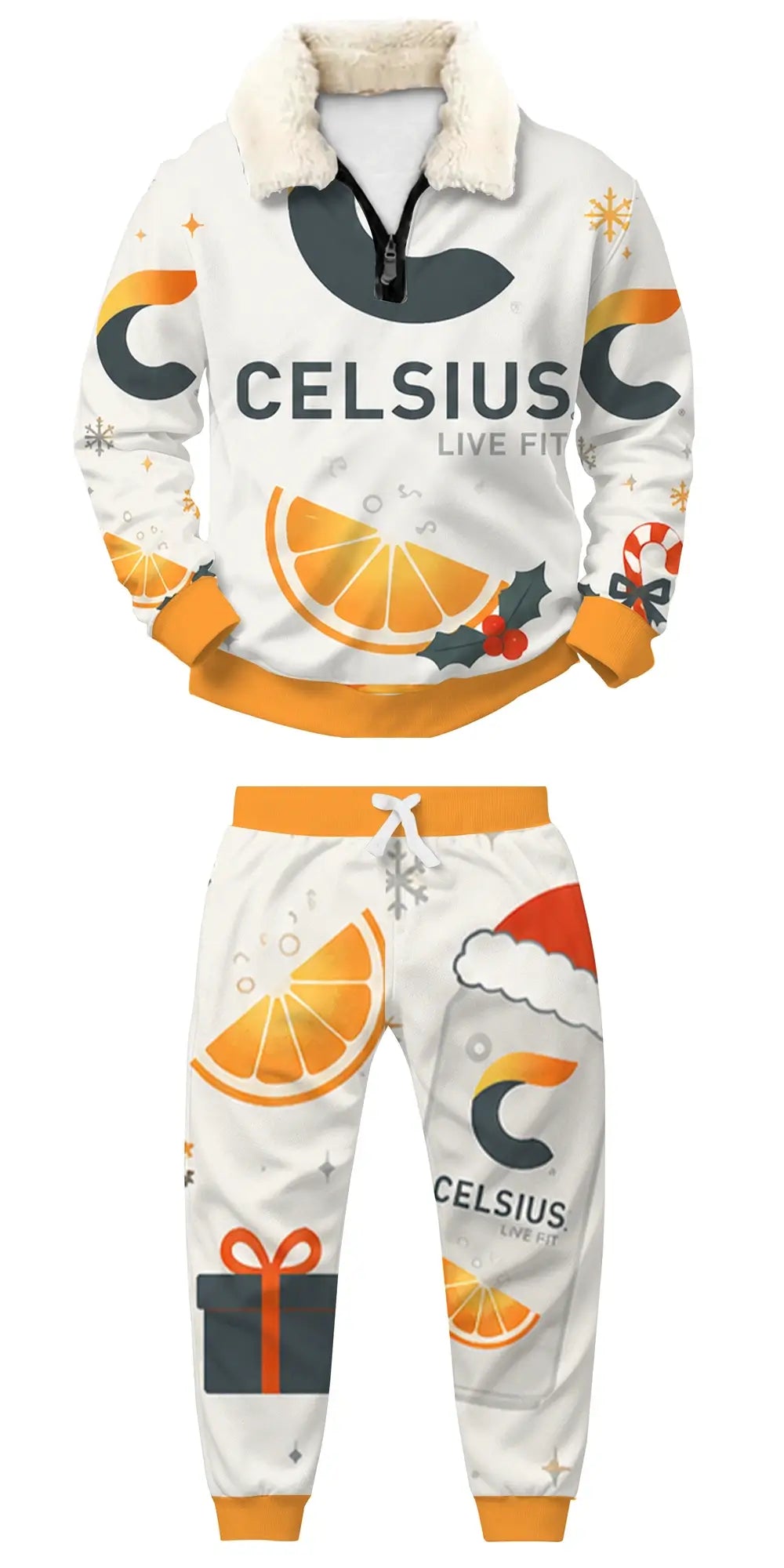 Chaotic Party Mood Ugly Quarter Zip Sweatshirt & Sweatpant Set - THREADPARTY