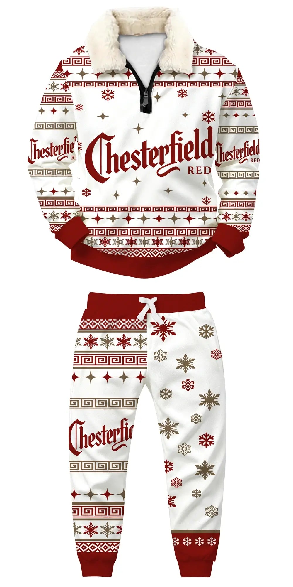 Chesterfield Snow Ugly Quarter Zip Sweatshirt & Sweatpant Set - THREADPARTY