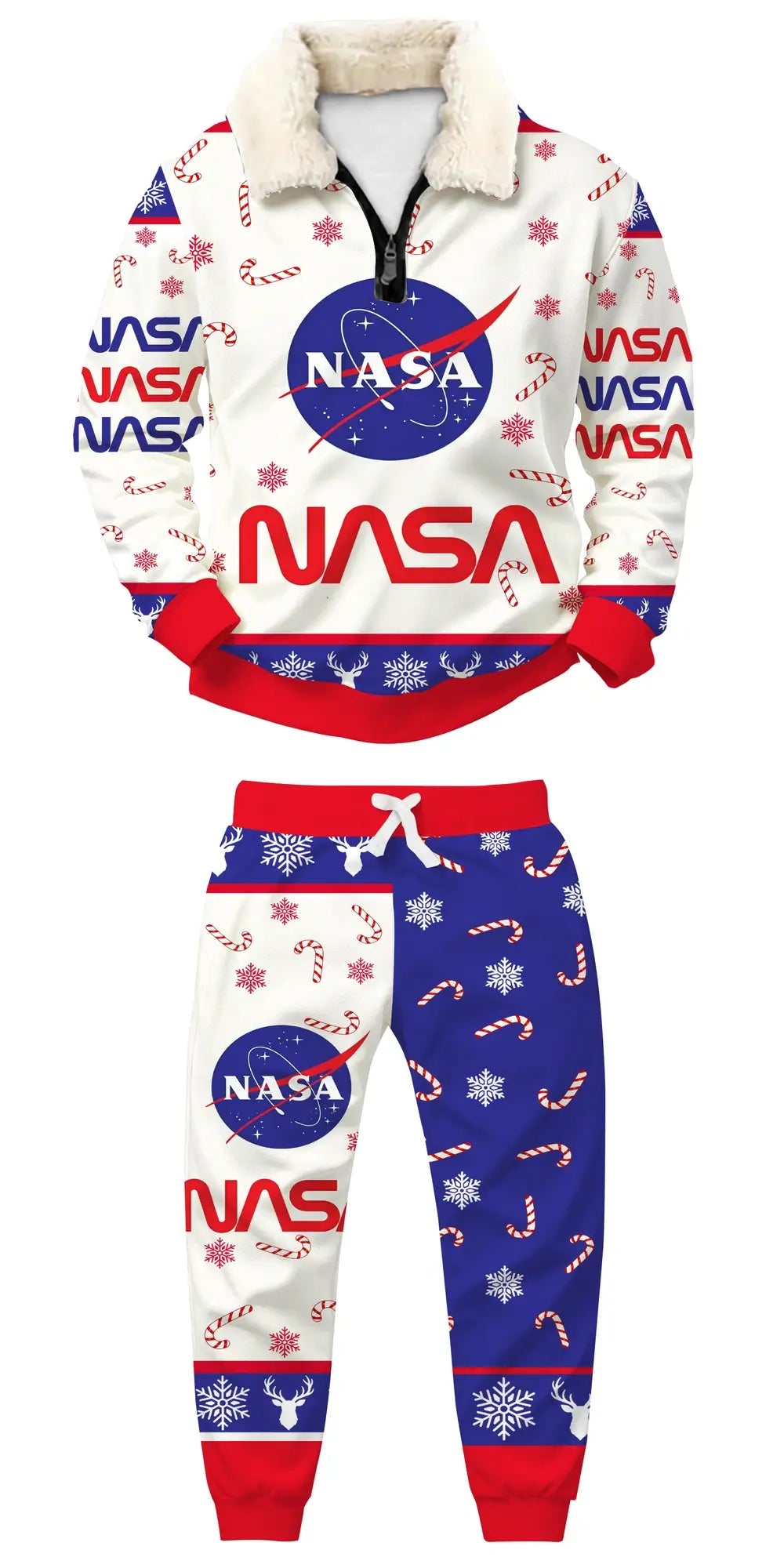 Cosmic Holiday Ugly Quarter Zip Sweatshirt & Sweatpant Set - THREADPARTY