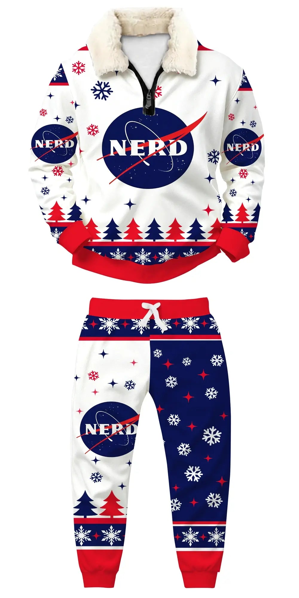 Cosmic Winter Ugly Quarter Zip Sweatshirt & Sweatpant Set - THREADPARTY