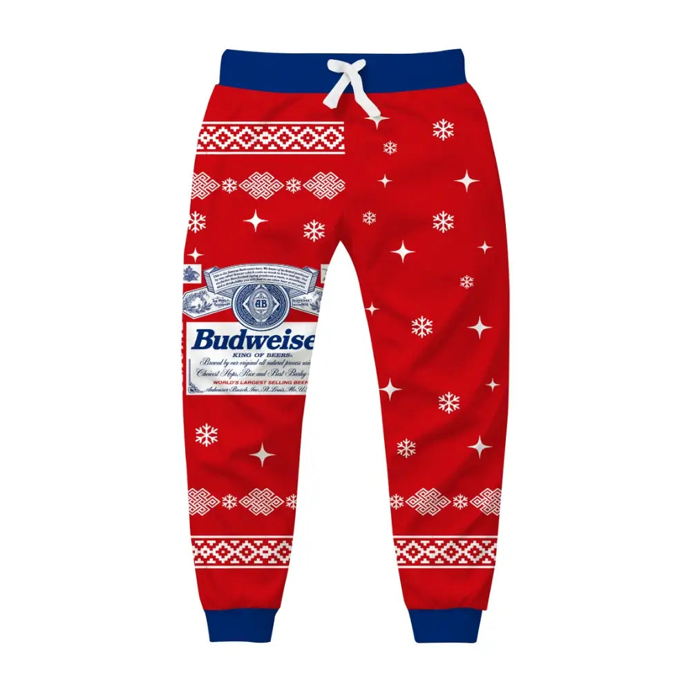 Crimson Snowfall Ugly Quarter Zip Sweatshirt & Sweatpant Set - THREADPARTY