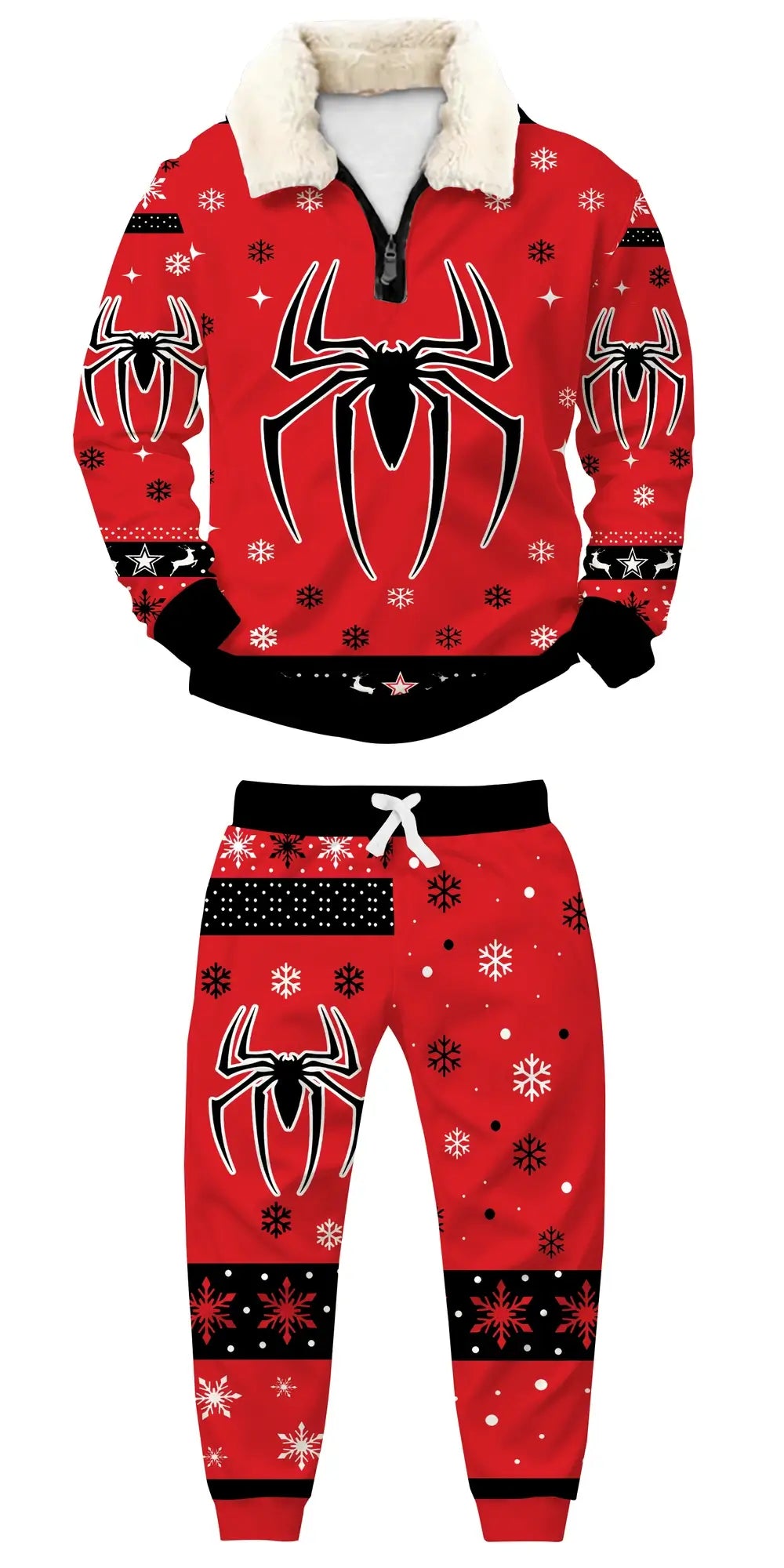 Crimson Spider Ugly Quarter Zip Sweatshirt & Sweatpant Set - THREADPARTY