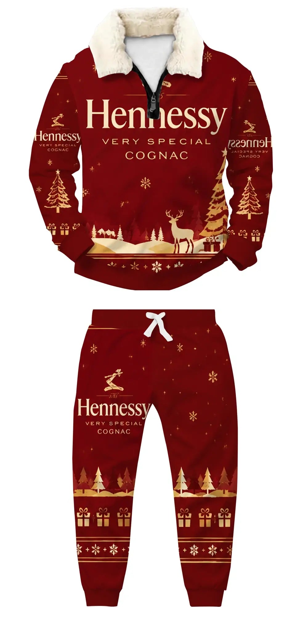 Crimson Spirit Ugly Quarter Zip Sweatshirt & Sweatpant Set - THREADPARTY