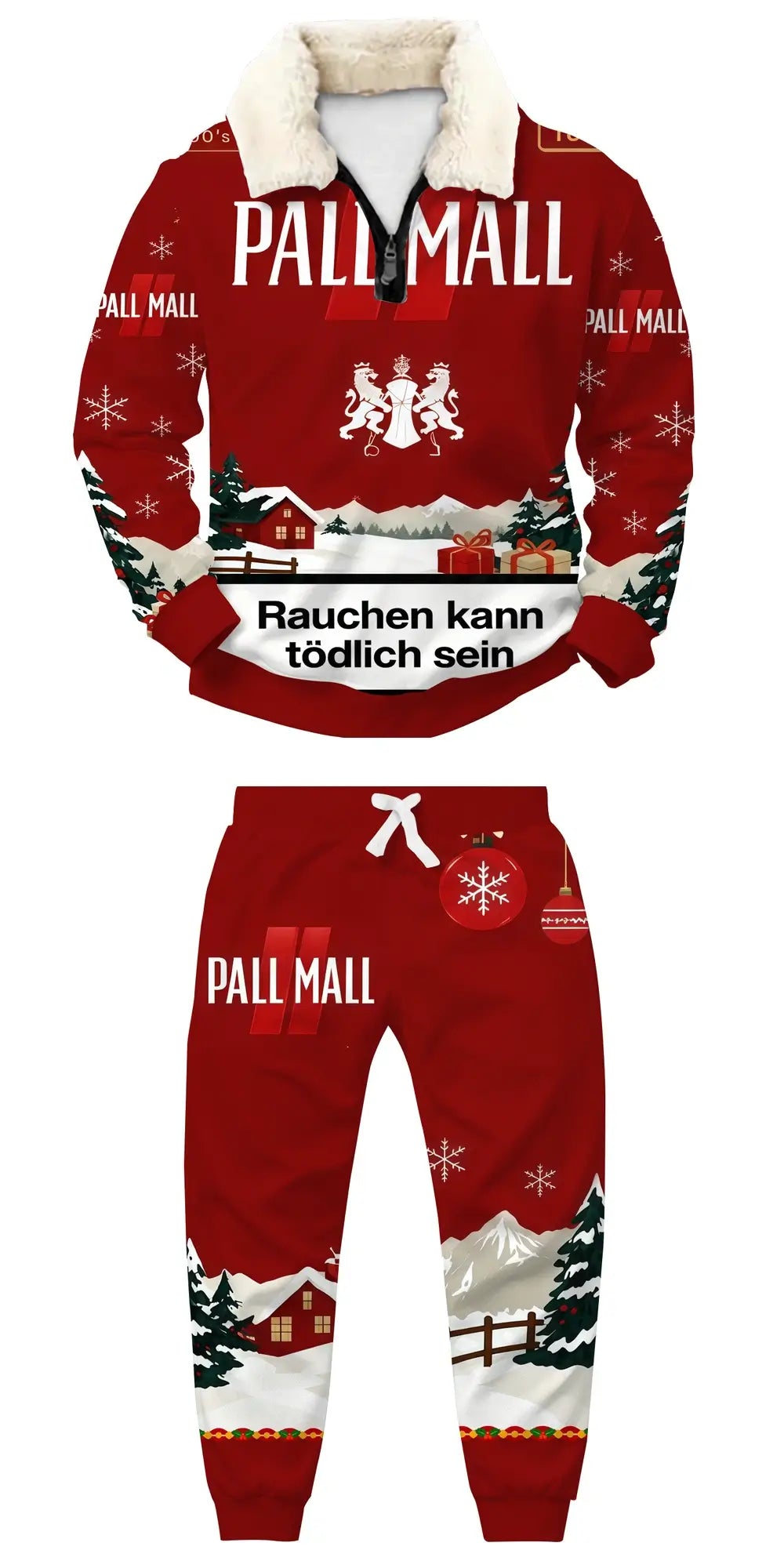 Crimson Ugly Quarter Zip Sweatshirt & Sweatpant Set - THREADPARTY