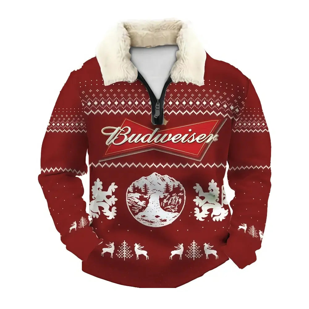 Crimson Ugly Quarter Zip Sweatshirt & Sweatpant Set - THREADPARTY