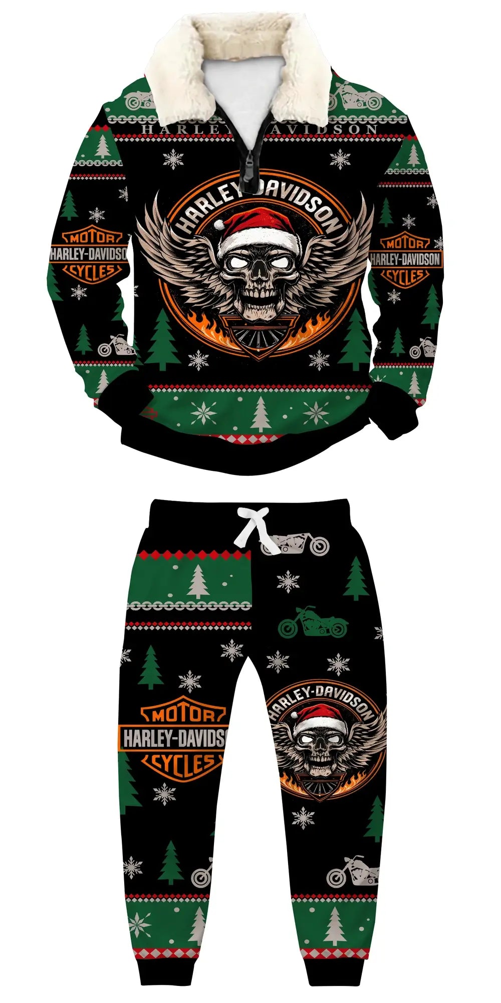 Dark Ornamental Emblem Ugly Quarter Zip Sweatshirt & Sweatpant Set - THREADPARTY