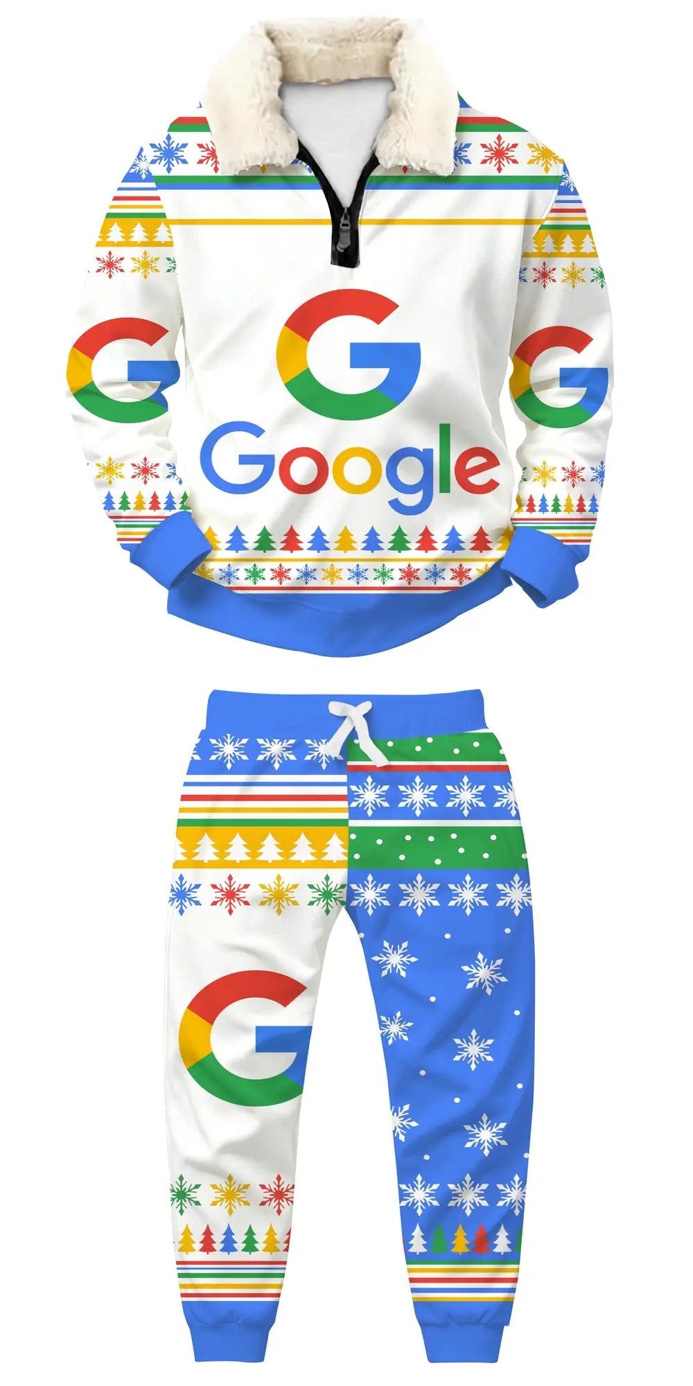 Digital Holiday Ugly Quarter Zip Sweatshirt & Sweatpant Set - THREADPARTY