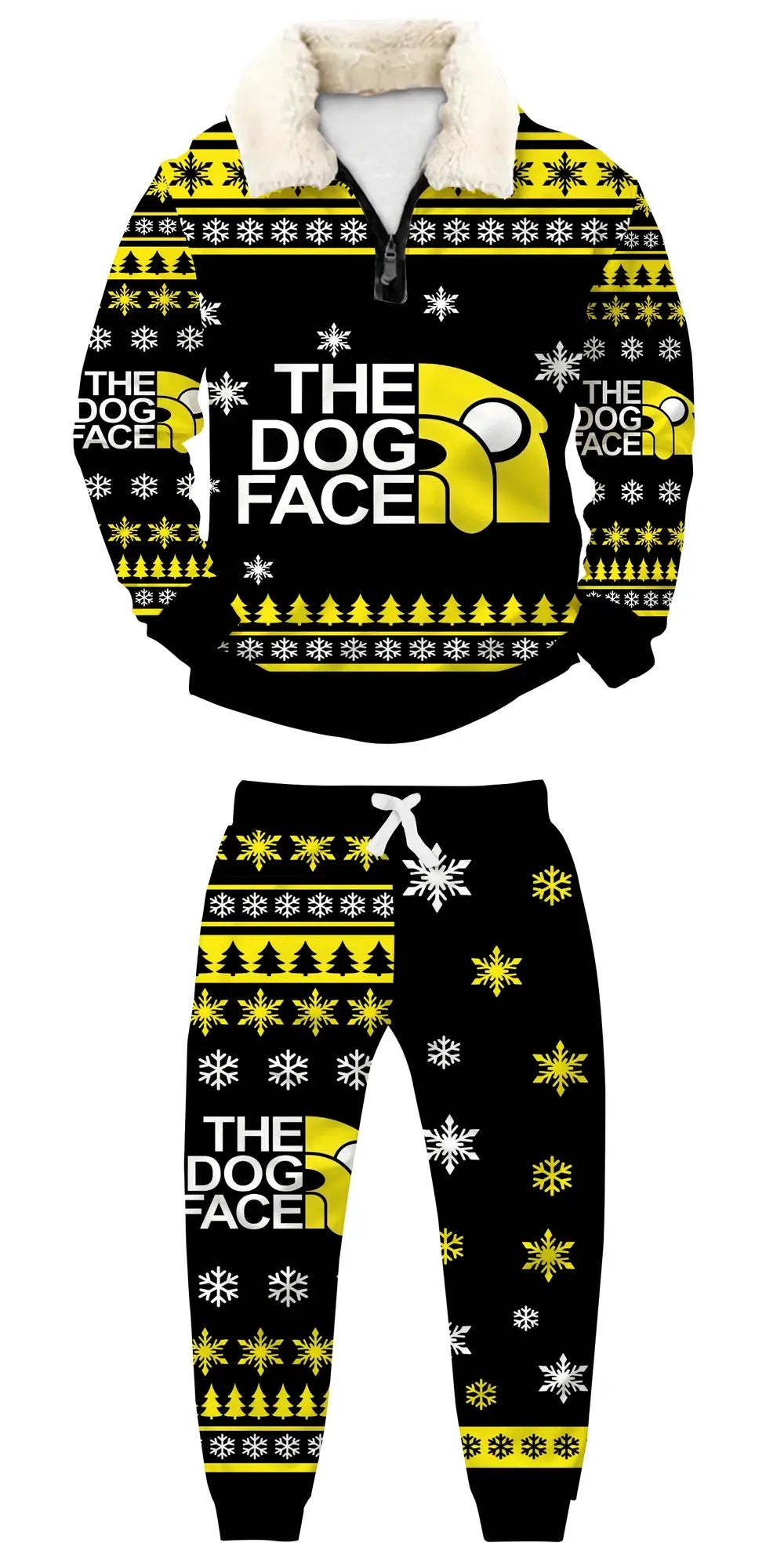 Doggy Christmas Ugly Quarter Zip Sweatshirt & Sweatpant Set Ugly Quarter Zip Sweatshirt & Sweatpant Set - THREADPARTY
