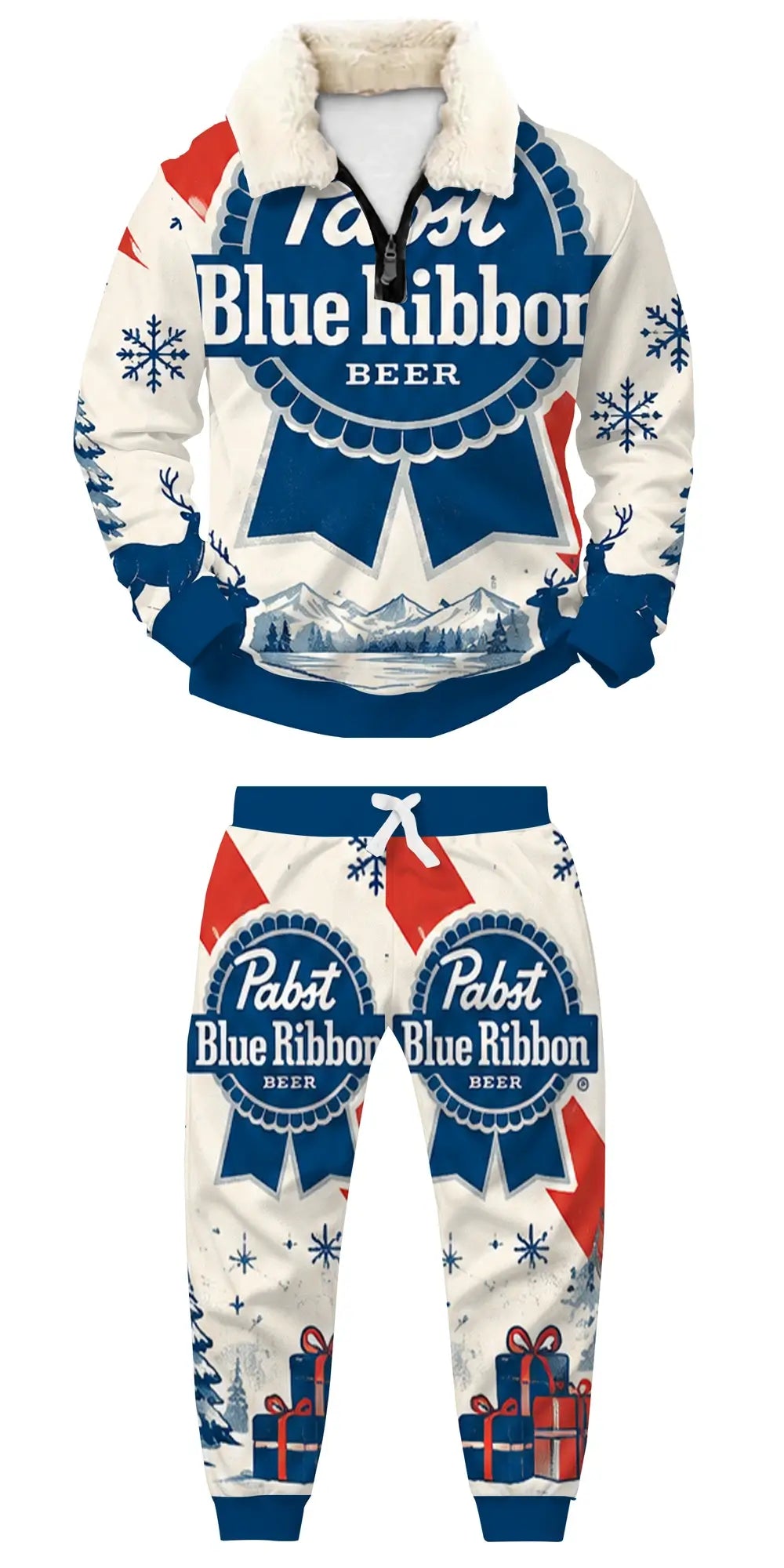 Dumb Happy Moments Ugly Quarter Zip Sweatshirt & Sweatpant Set - THREADPARTY