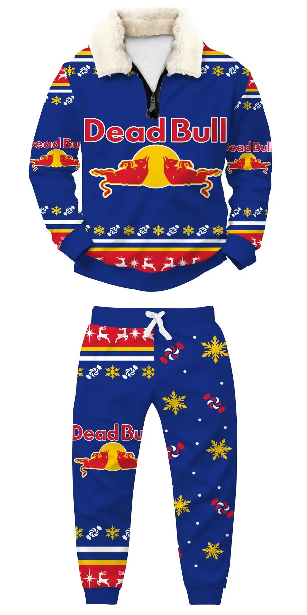Energy Christmas Ugly Quarter Zip Sweatshirt & Sweatpant Set Ugly Quarter Zip Sweatshirt & Sweatpant Set - THREADPARTY