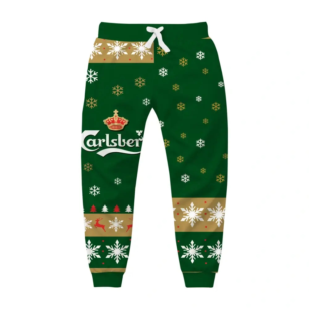Evergreen Sparkle Ugly Quarter Zip Sweatshirt & Sweatpant Set - THREADPARTY