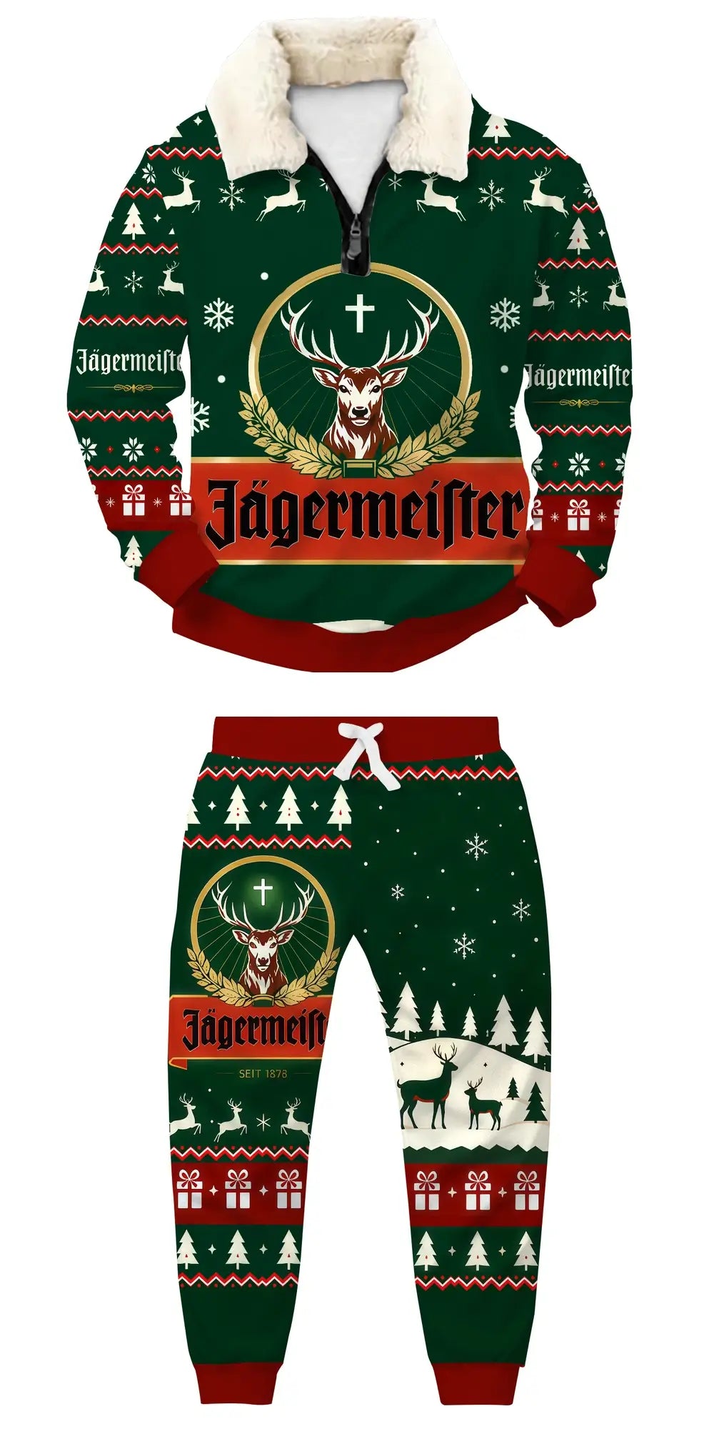 Forest Spirit Ugly Quarter Zip Sweatshirt & Sweatpant Set - THREADPARTY