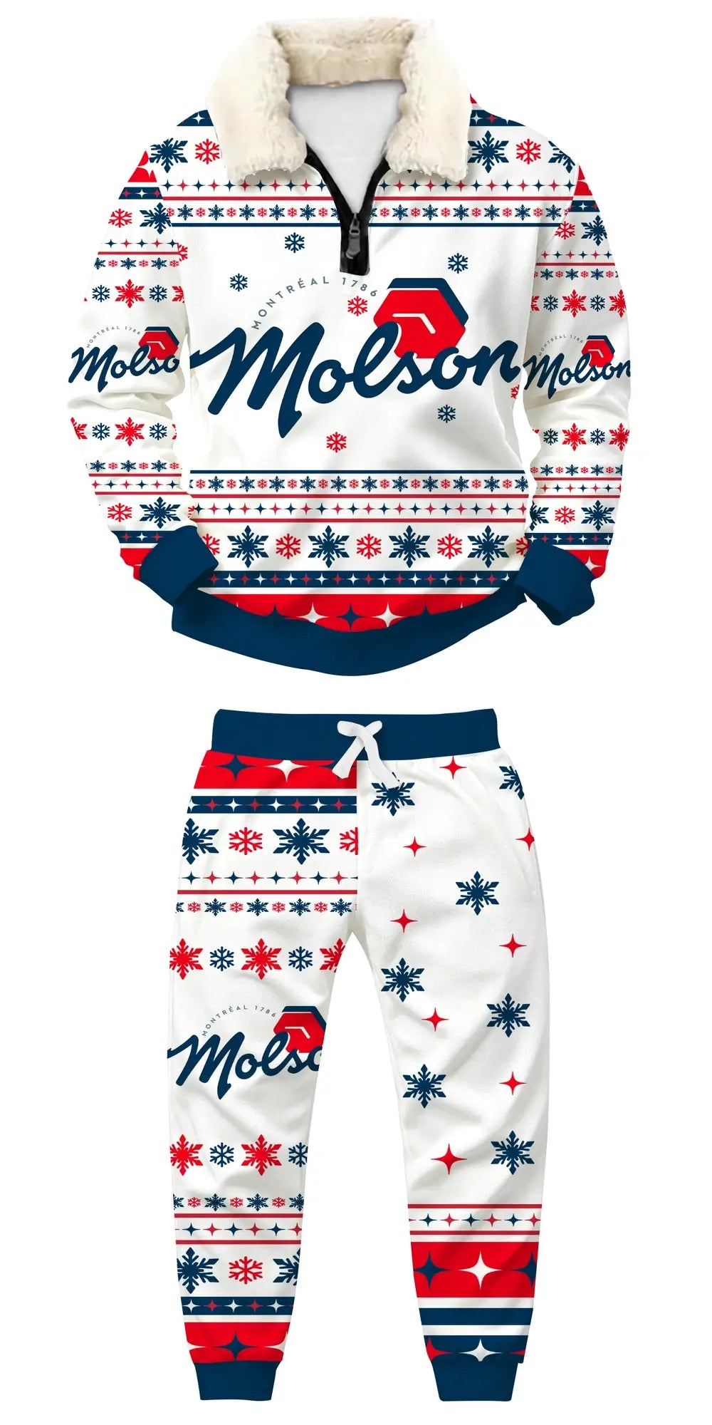 Frosty Stripes Ugly Quarter Zip Sweatshirt & Sweatpant Set - THREADPARTY