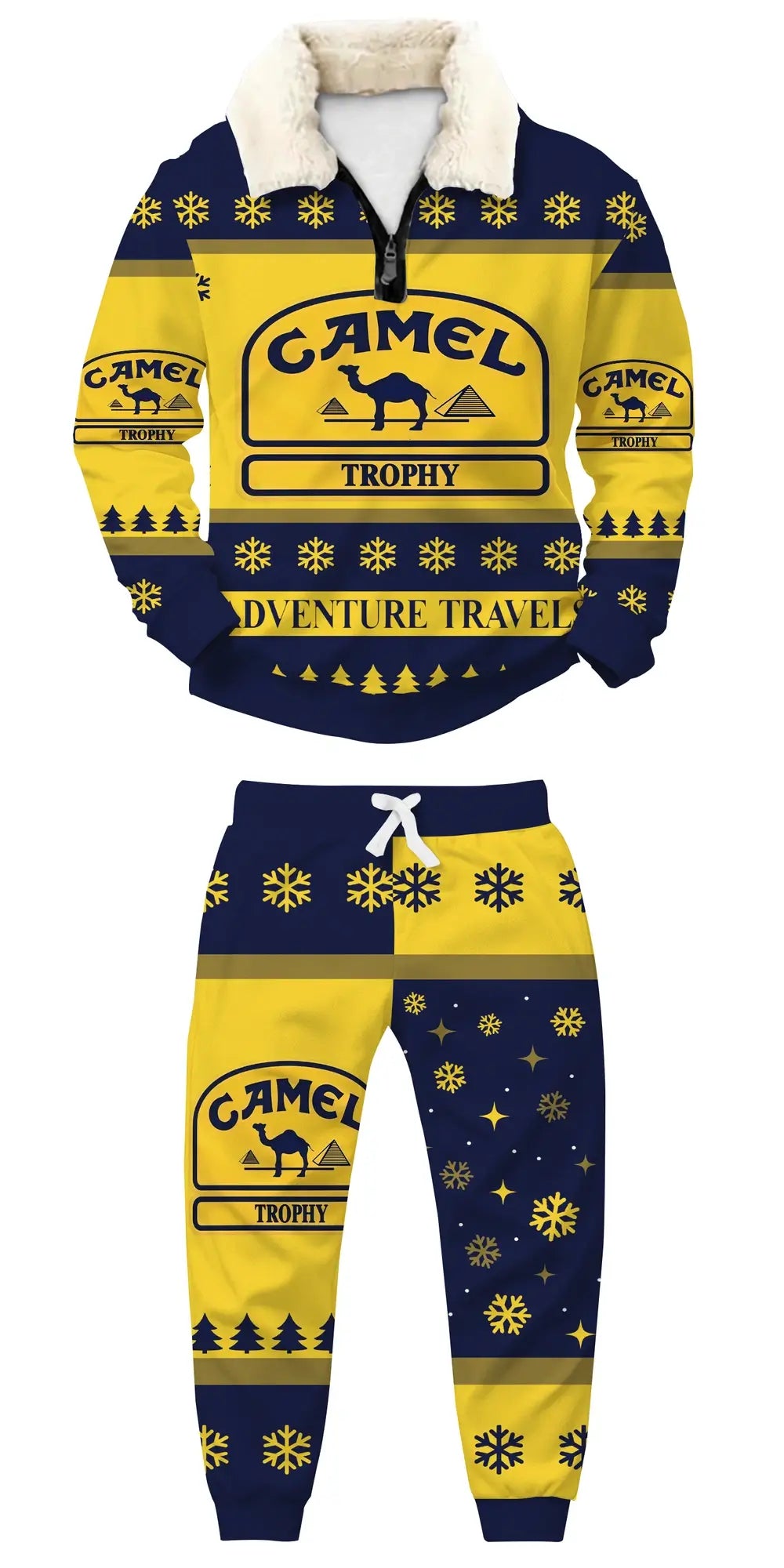 Golden Camel Ugly Quarter Zip Sweatshirt & Sweatpant Set - THREADPARTY