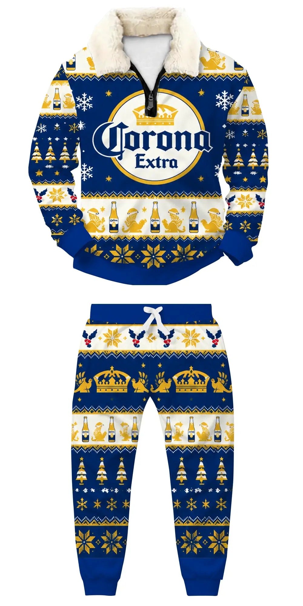 Golden Cheers Ugly Quarter Zip Sweatshirt & Sweatpant Set - THREADPARTY