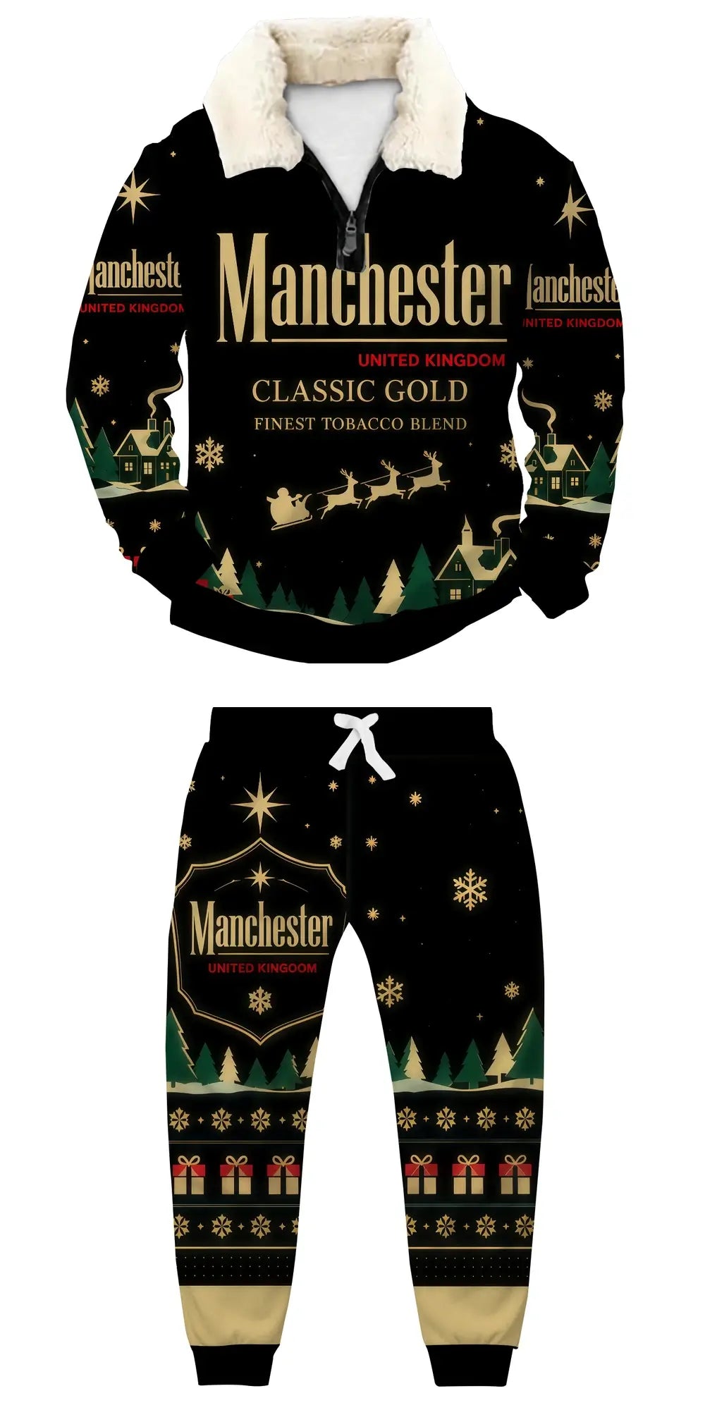 Golden Smoke Ugly Quarter Zip Sweatshirt & Sweatpant Set - THREADPARTY
