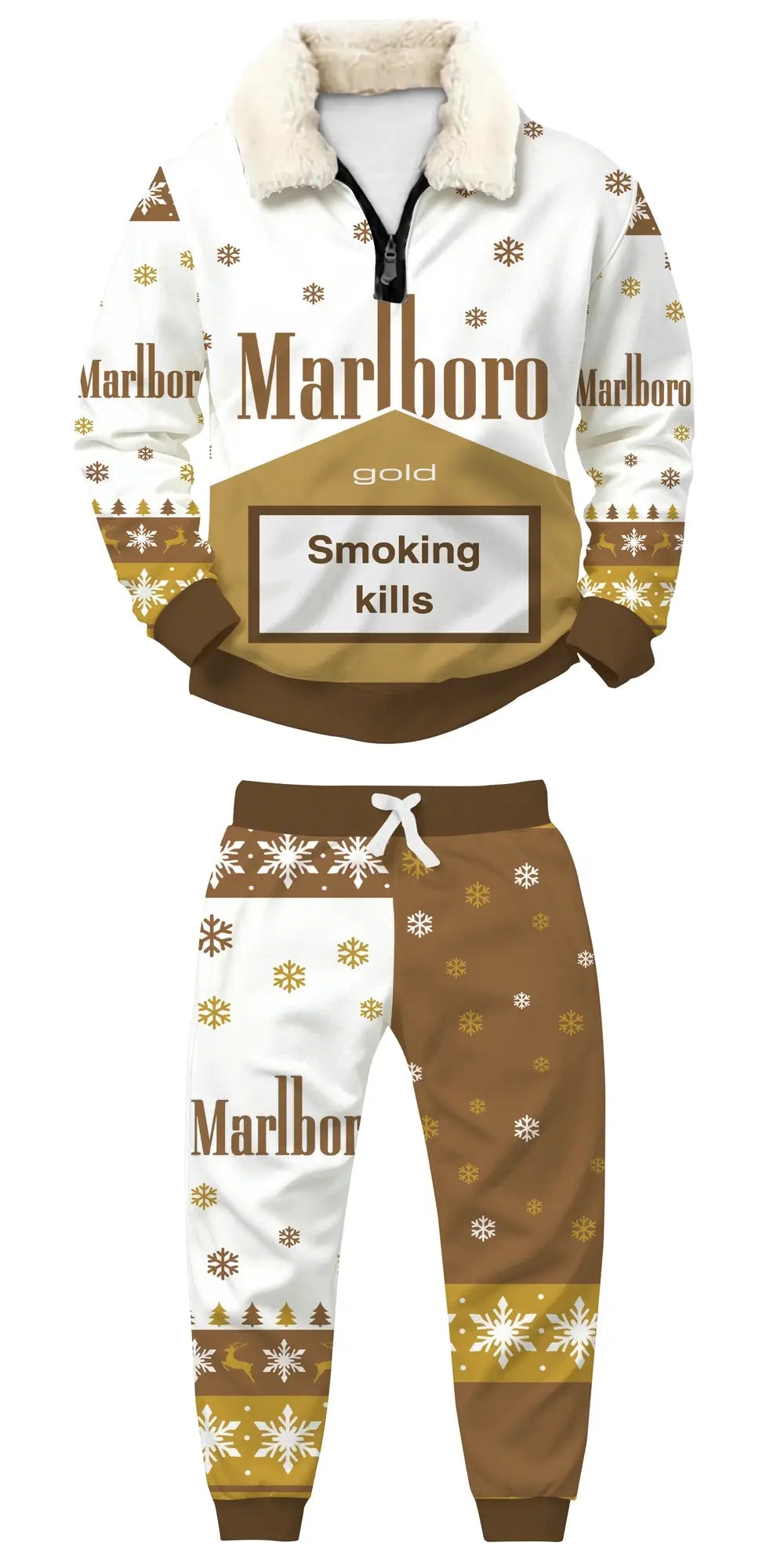 Golden Tobacco Ugly Quarter Zip Sweatshirt & Sweatpant Set - THREADPARTY