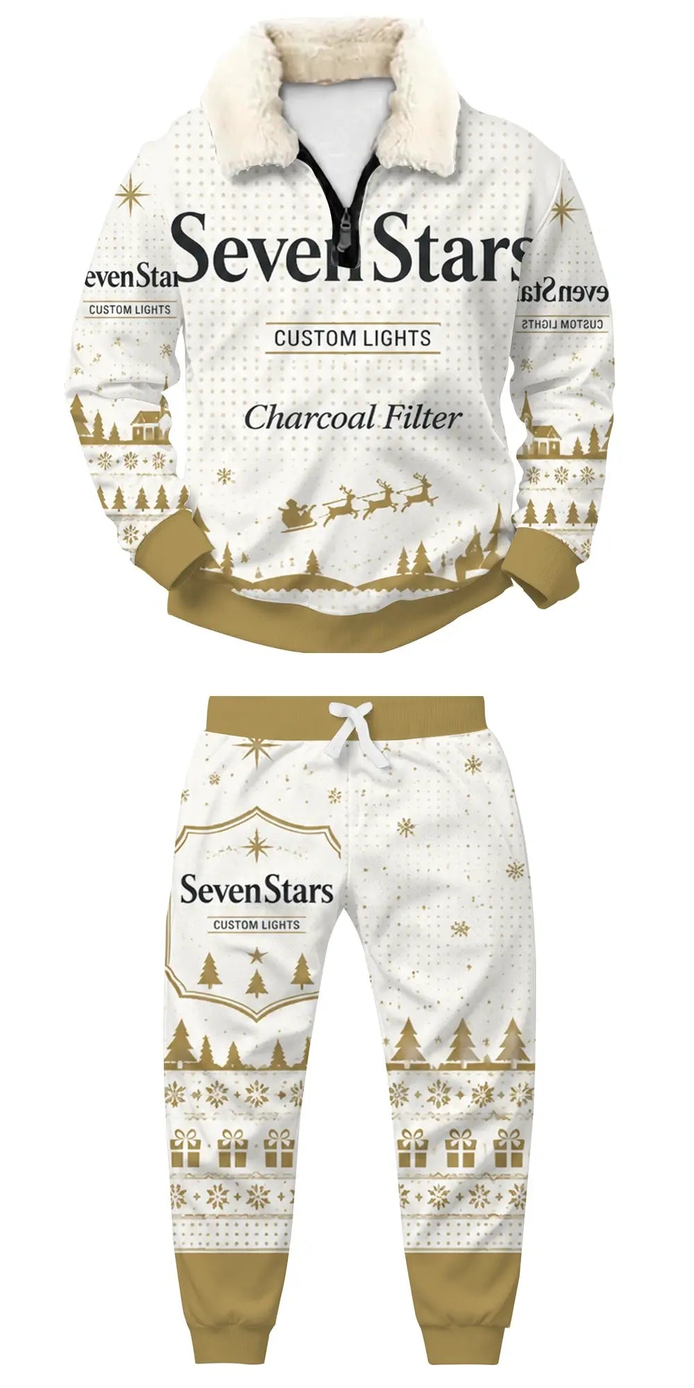Golden Winter Ugly Quarter Zip Sweatshirt & Sweatpant Set - THREADPARTY