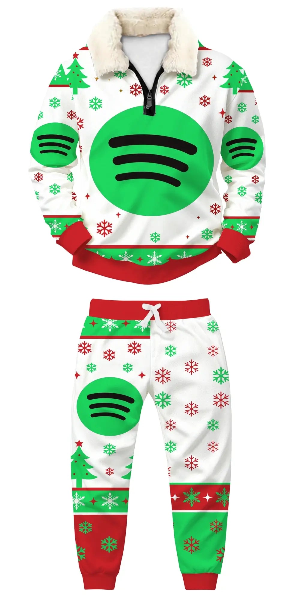 Green Beats Ugly Quarter Zip Sweatshirt & Sweatpant Set - THREADPARTY