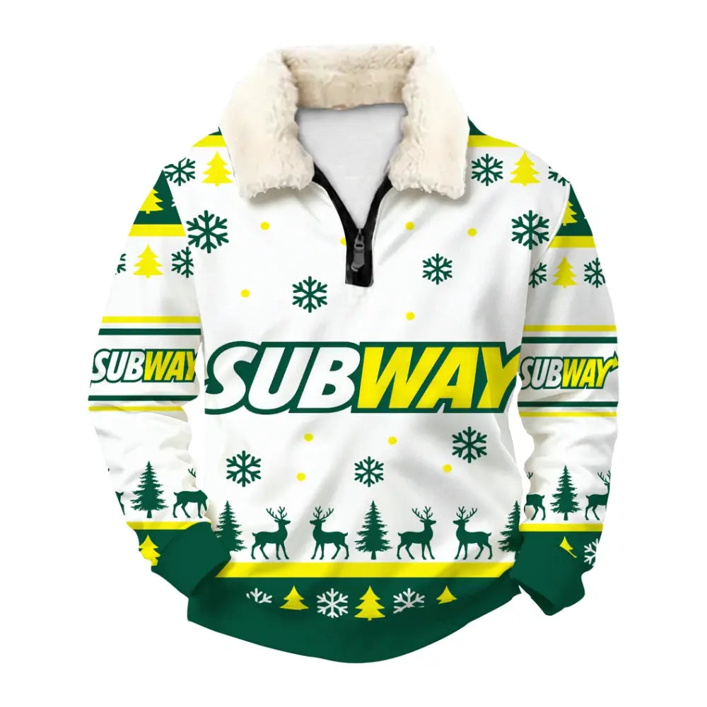 Green Harvest Ugly Quarter Zip Sweatshirt & Sweatpant Set - THREADPARTY