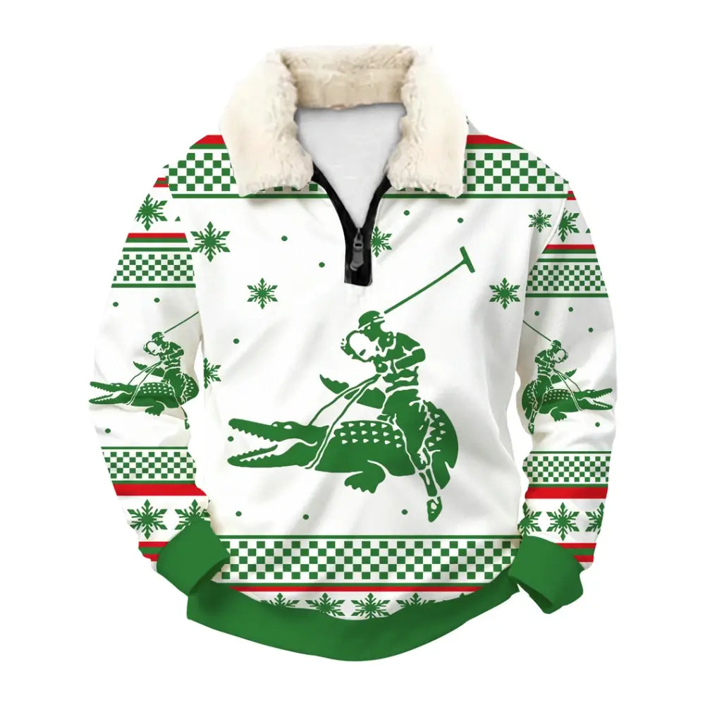 Green Rider Ugly Quarter Zip Sweatshirt & Sweatpant Set - THREADPARTY