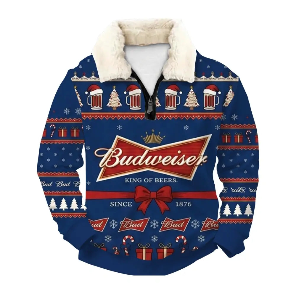 Holiday Brew Ugly Quarter Zip Sweatshirt & Sweatpant Set - THREADPARTY