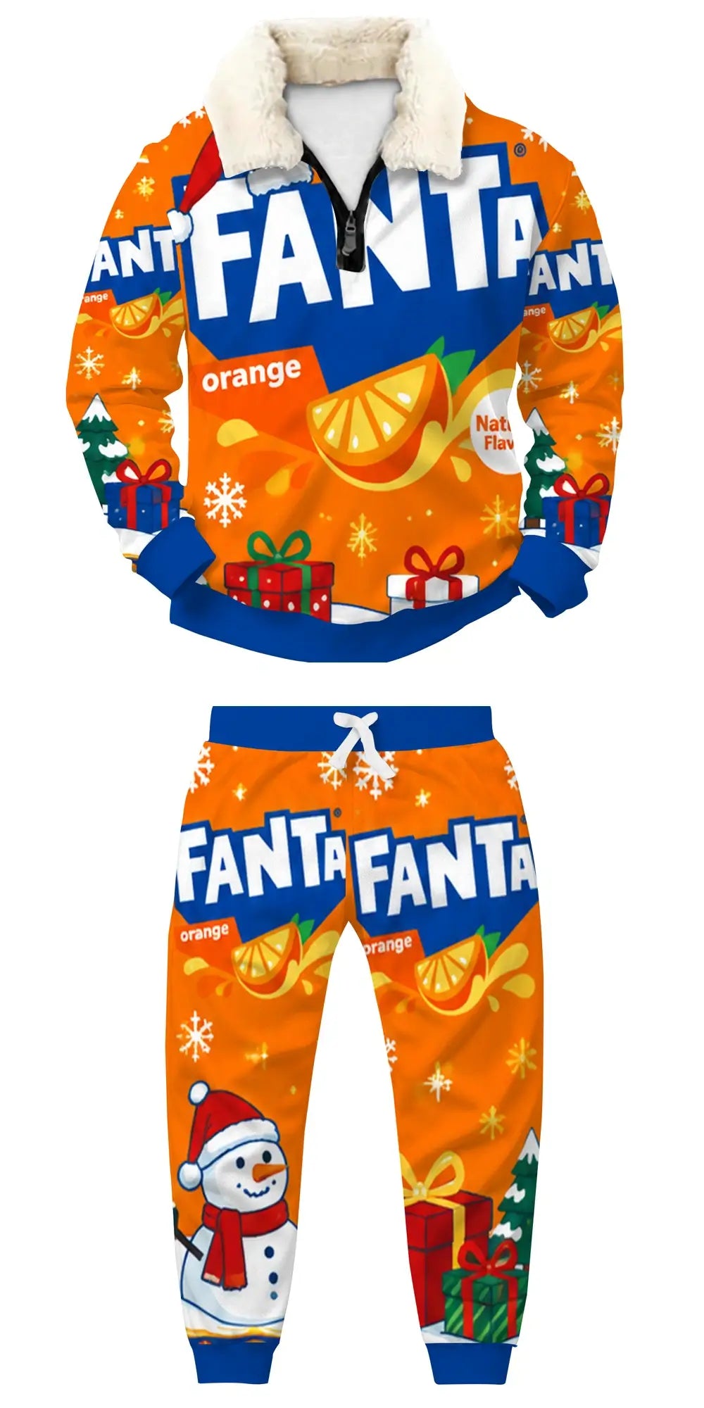 Holiday Cheer Society Ugly Quarter Zip Sweatshirt & Sweatpant Set - THREADPARTY