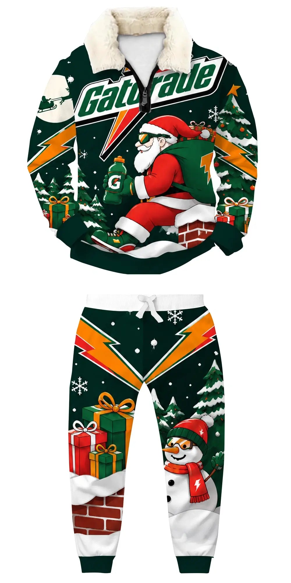 Holiday Energy Ugly Quarter Zip Sweatshirt & Sweatpant Set - THREADPARTY