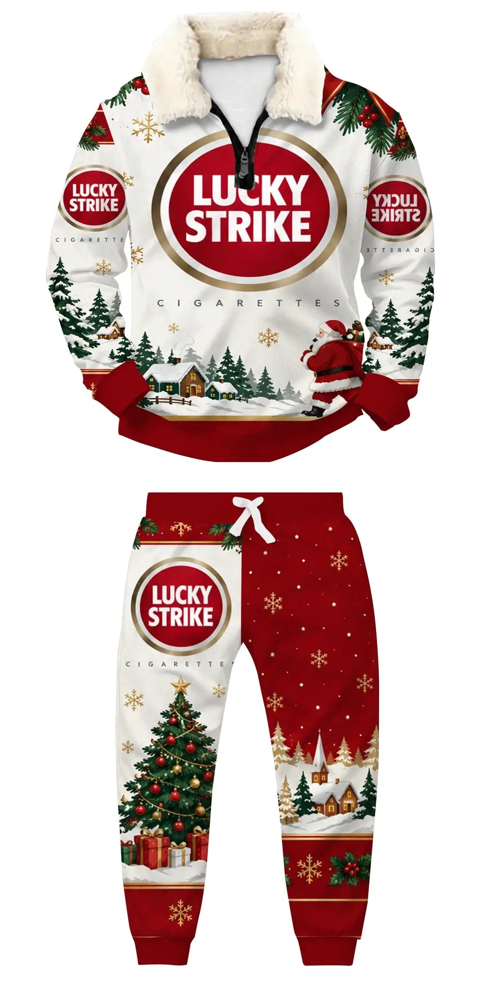 Holiday Smoke Ugly Quarter Zip Sweatshirt & Sweatpant Set - THREADPARTY