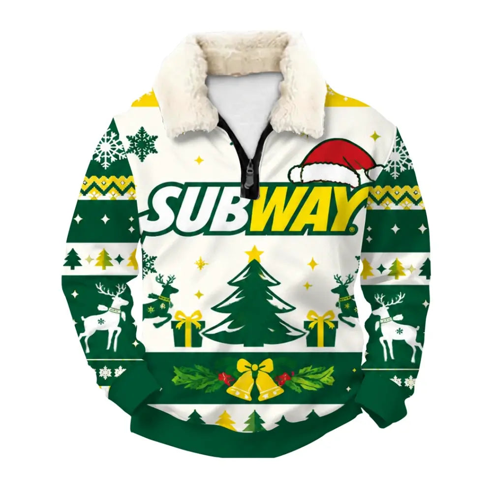 Holiday Sub Ugly Quarter Zip Sweatshirt & Sweatpant Set - THREADPARTY