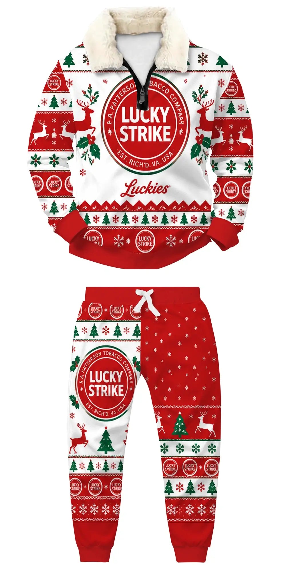 Lucky Holiday Ugly Quarter Zip Sweatshirt & Sweatpant Set - THREADPARTY