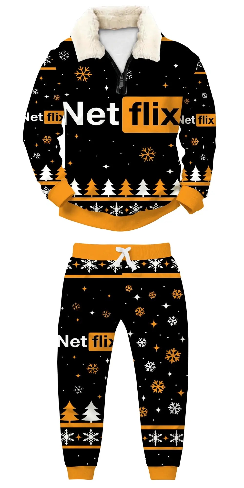 Midnight Streaming Ugly Quarter Zip Sweatshirt & Sweatpant Set - THREADPARTY