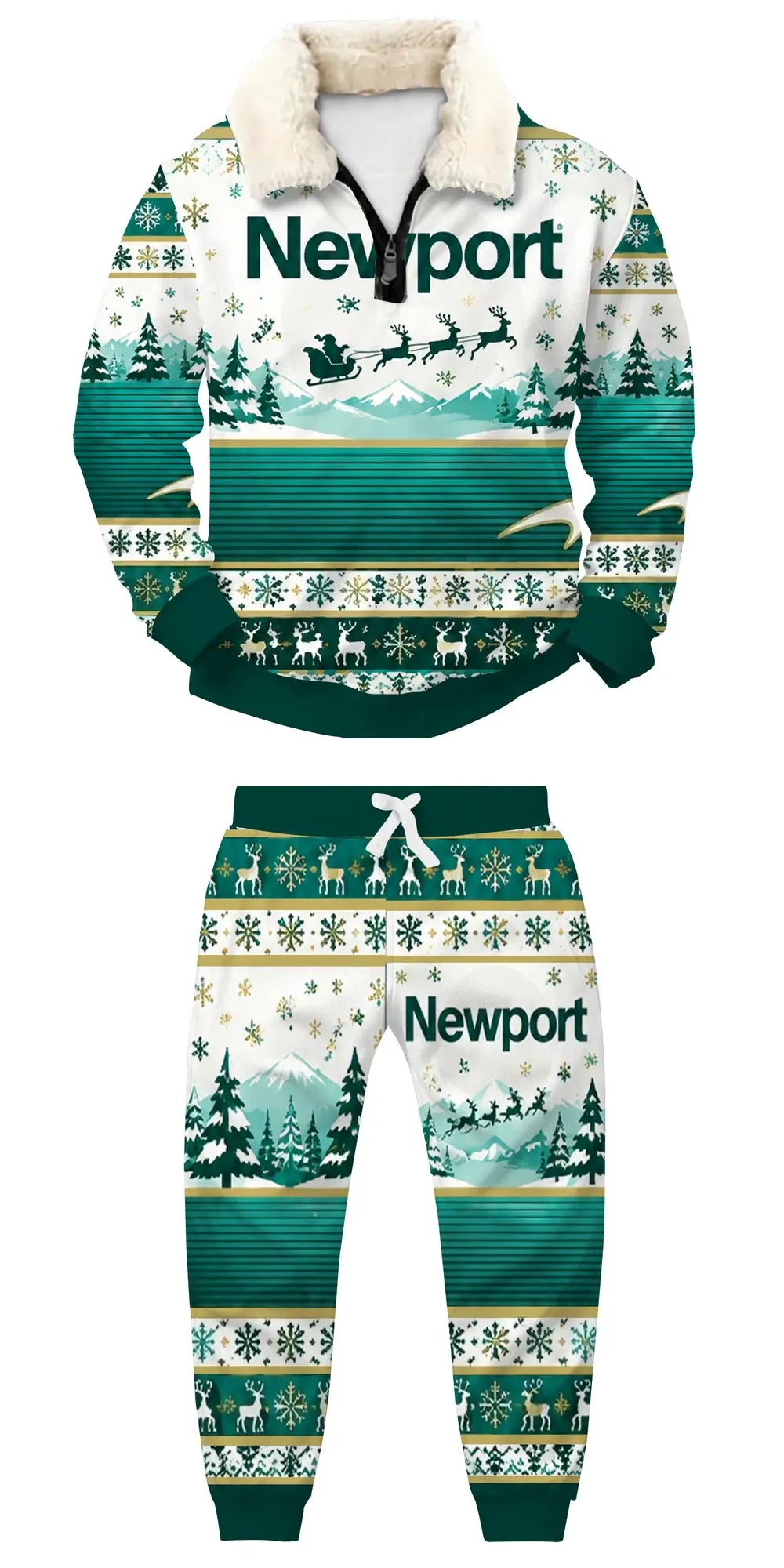 Mint Ugly Quarter Zip Sweatshirt & Sweatpant Set - THREADPARTY
