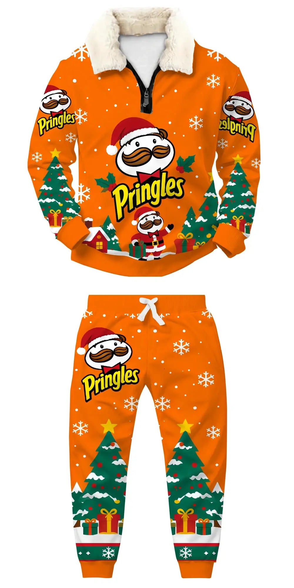 Orange Treats Ugly Quarter Zip Sweatshirt & Sweatpant Set - THREADPARTY