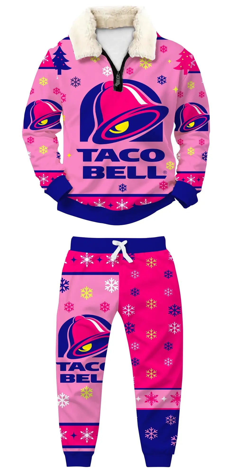 Pink Fiesta Ugly Quarter Zip Sweatshirt & Sweatpant Set - THREADPARTY