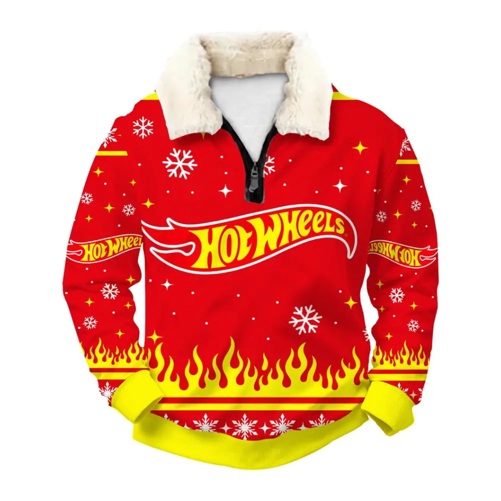 Racing Flames Ugly Quarter Zip Sweatshirt & Sweatpant Set - THREADPARTY