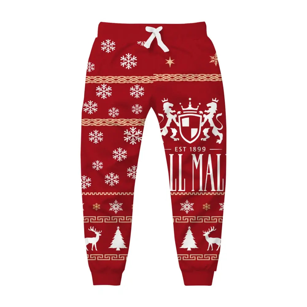 Red Vintage Typography Ugly Quarter Zip Sweatshirt & Sweatpant Set - THREADPARTY