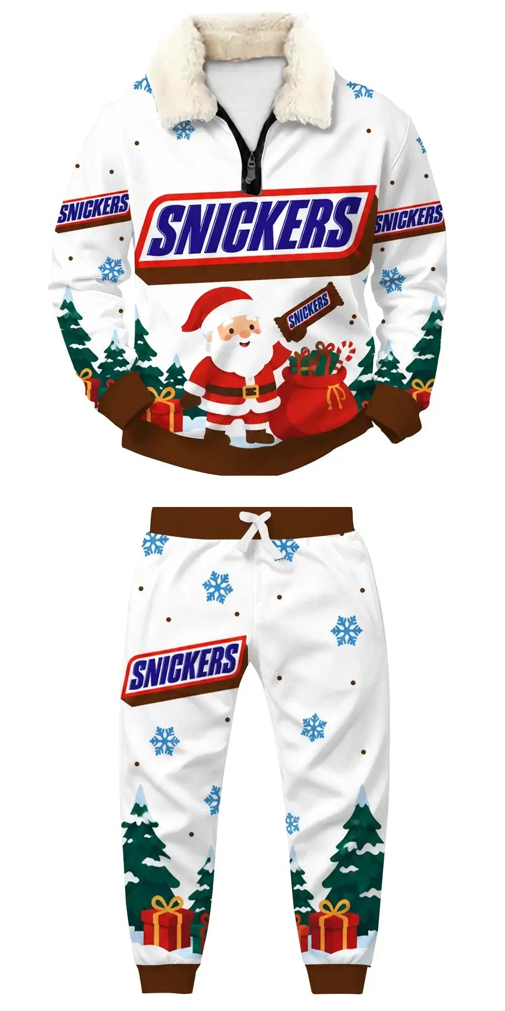 Santa Candy Ugly Quarter Zip Sweatshirt & Sweatpant Set - THREADPARTY