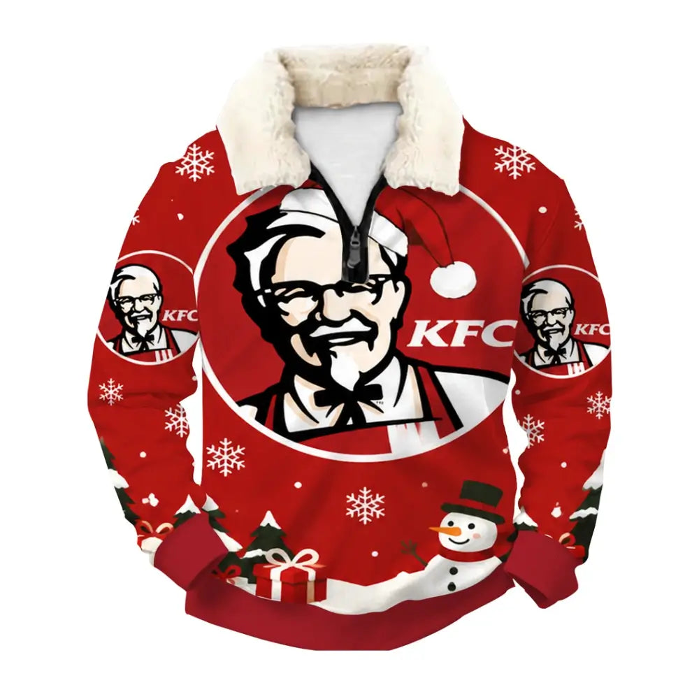 Santa Feast Ugly Quarter Zip Sweatshirt & Sweatpant Set - THREADPARTY